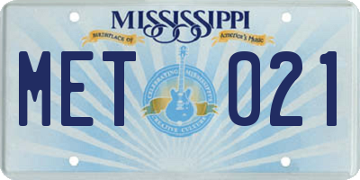 MS license plate MET021