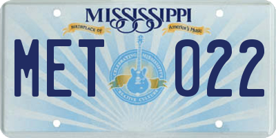 MS license plate MET022