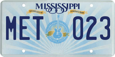 MS license plate MET023