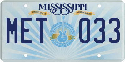 MS license plate MET033
