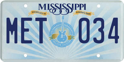 MS license plate MET034