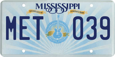 MS license plate MET039