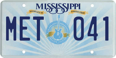 MS license plate MET041