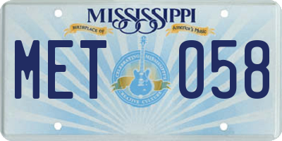 MS license plate MET058