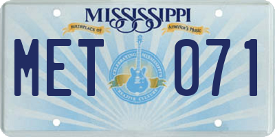 MS license plate MET071
