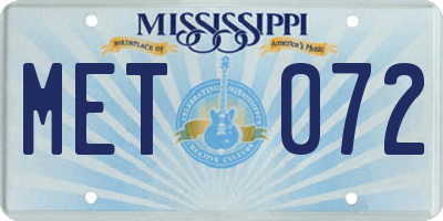 MS license plate MET072