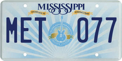MS license plate MET077