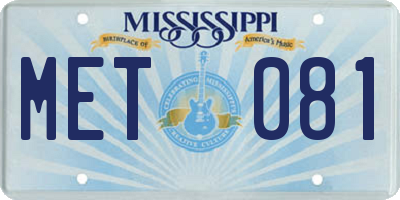 MS license plate MET081