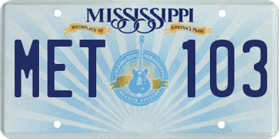 MS license plate MET103