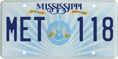 MS license plate MET118