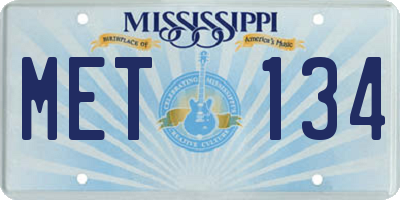 MS license plate MET134