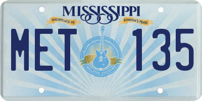 MS license plate MET135