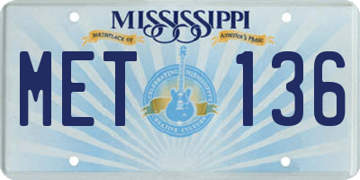 MS license plate MET136