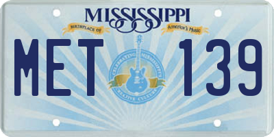 MS license plate MET139