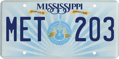 MS license plate MET203