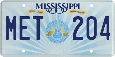 MS license plate MET204