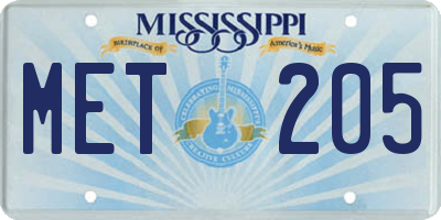 MS license plate MET205