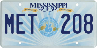 MS license plate MET208