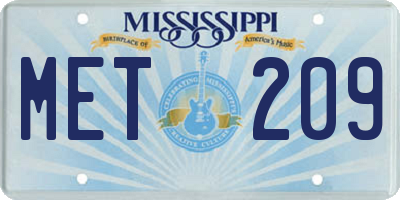 MS license plate MET209