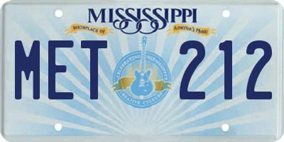 MS license plate MET212