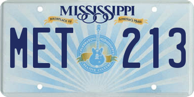 MS license plate MET213