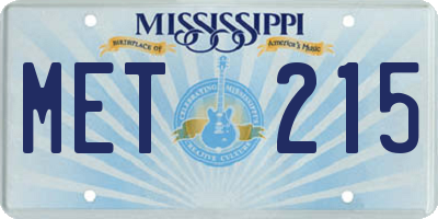 MS license plate MET215