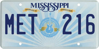 MS license plate MET216