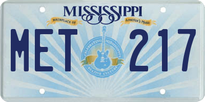 MS license plate MET217