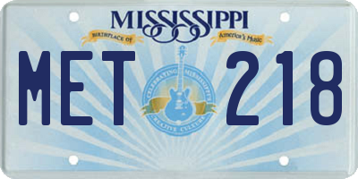 MS license plate MET218