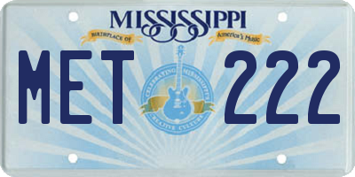 MS license plate MET222