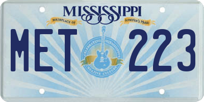 MS license plate MET223