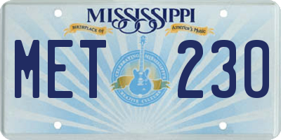 MS license plate MET230