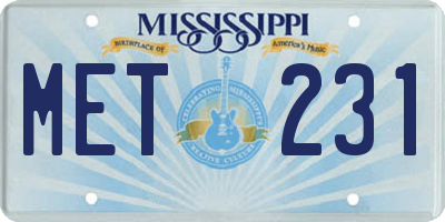 MS license plate MET231