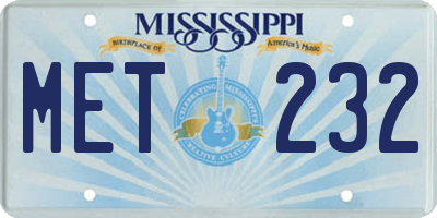 MS license plate MET232