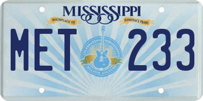 MS license plate MET233