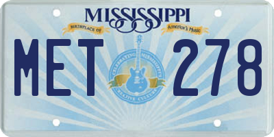 MS license plate MET278
