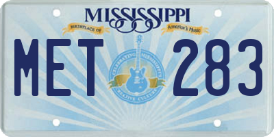 MS license plate MET283