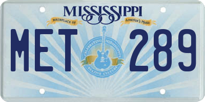 MS license plate MET289
