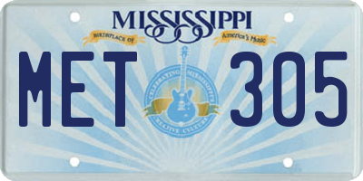 MS license plate MET305