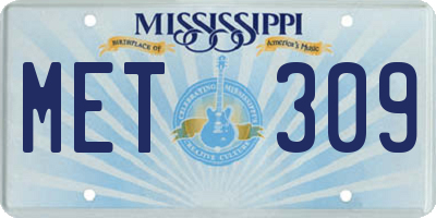 MS license plate MET309