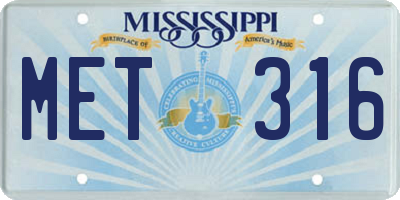 MS license plate MET316