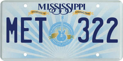 MS license plate MET322