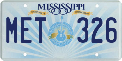 MS license plate MET326