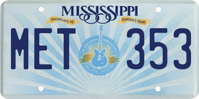 MS license plate MET353