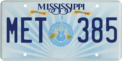 MS license plate MET385