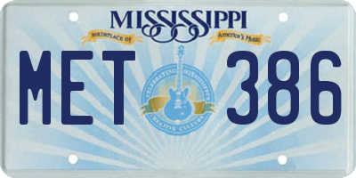 MS license plate MET386