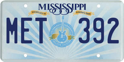 MS license plate MET392