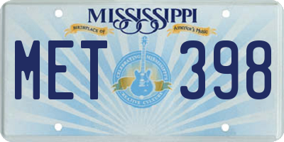 MS license plate MET398
