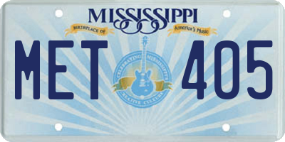 MS license plate MET405