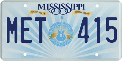 MS license plate MET415